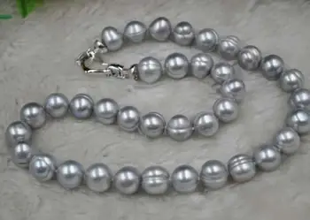 

wholesale 17" 10-11mm gray freshwater pearl necklace Free shipping