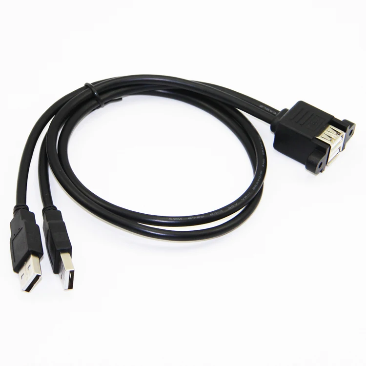 Bochara USB 2,0 Удлинительный кабель двойной USB Мужской к двойной женский с винтовым креплением на панель папа к женскому M/F черный 30 см 50 см 1 м 1,5 м