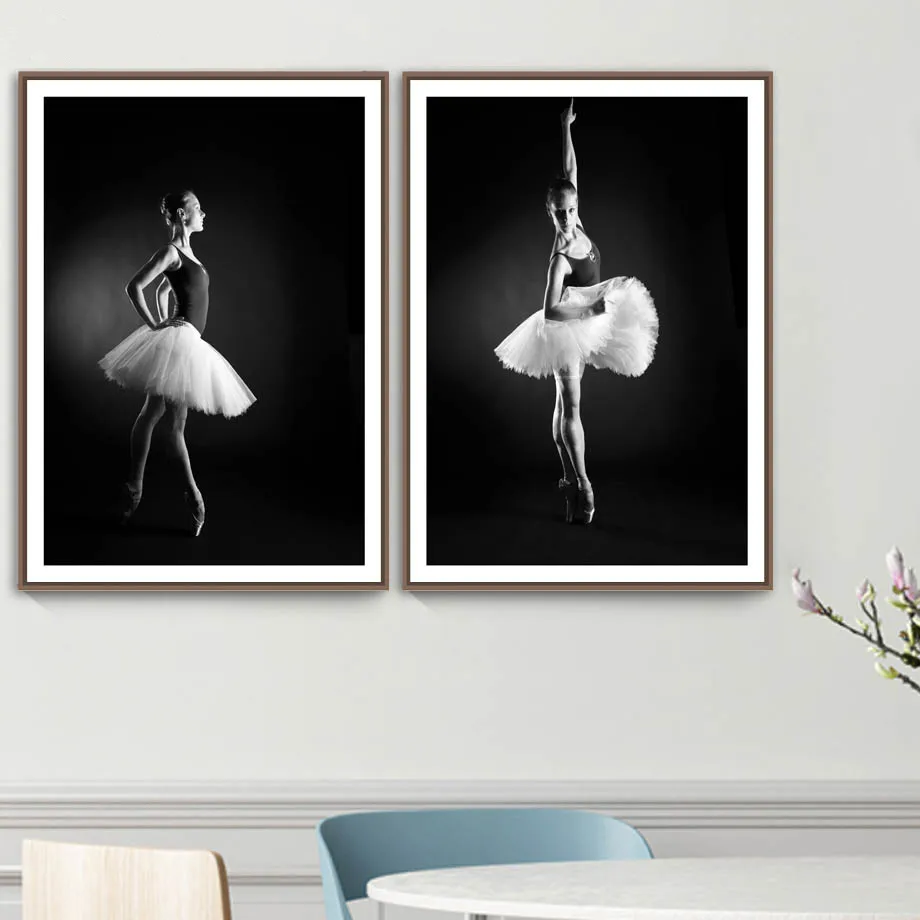 Black White Ballet Girl Wall Art Canvas Painting Nordic Posters And Prints Pop Art Wall Pictures For Living Room Bedroom Decor
