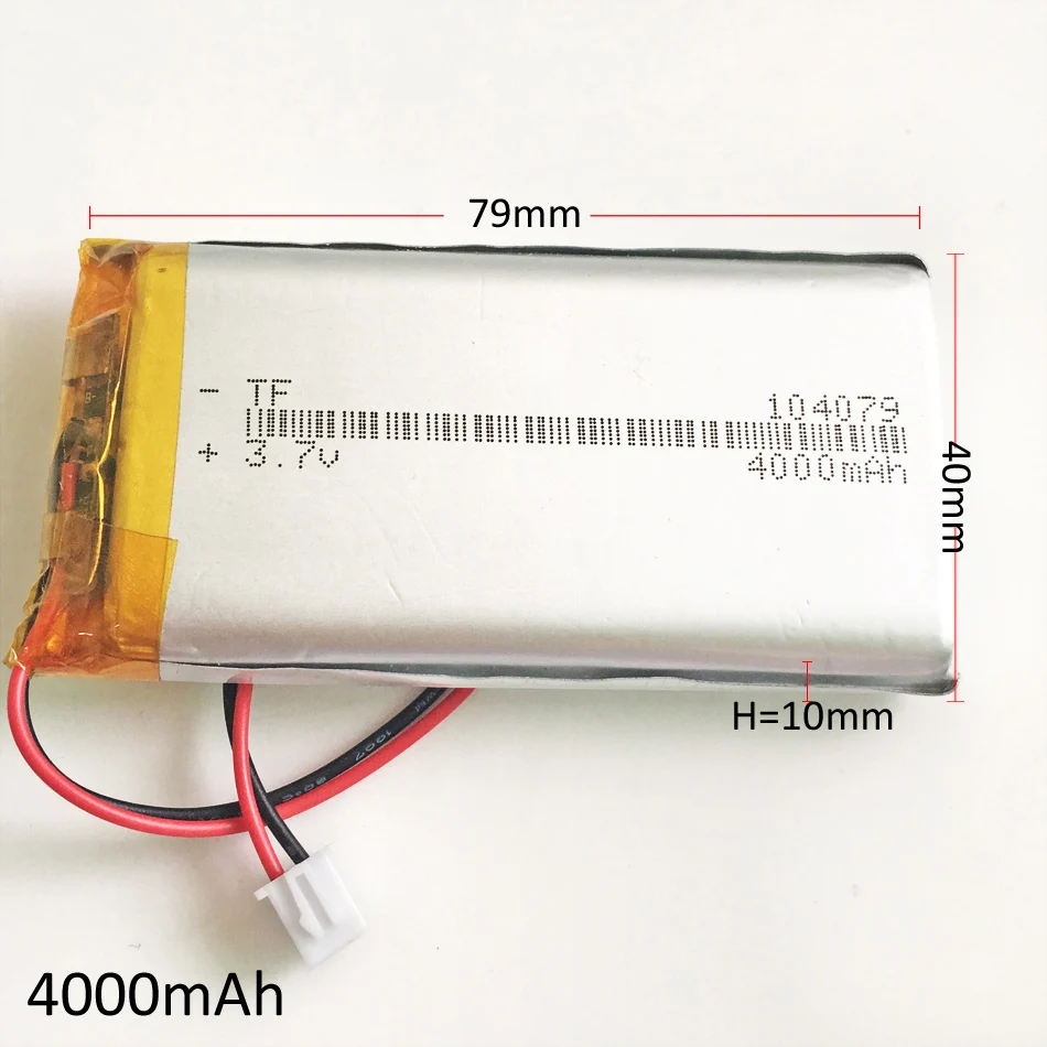 104079 3,7 В 4000 мАч литий-полимерный LiPo Перезаряжаемые Батарея JST 2,54 мм 2pin для gps Оборудование для psp PAD DVD E книги Мощность банк Tablet PC