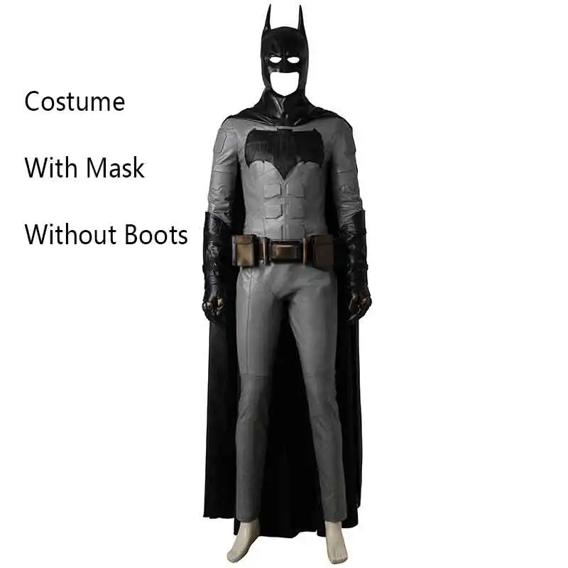 Лига Справедливости Бэтмен Косплэй Костюм Брюс Уэйн наряд на Хэллоуин одежда фильм супергерой костюм черный плащ Сапоги и ботинки для девочек маска для взрослых Для мужчин - Цвет: Without Boots