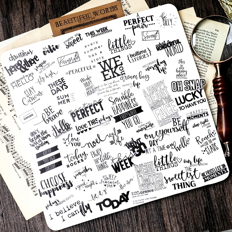 KSCRAFT 90pcs Beautiful Words Vellum Stickers for Scrapbooking/ DIY Crafts/ Card Making Decoration