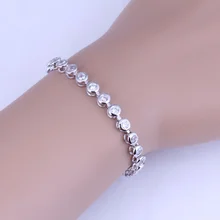 Любовный монолог модные круглые ограненные со шпильками с белым кубическим цирконием серебристого цвета разноцветные на цепочке браслеты Цепочка Длина 20 см B0059 мешок ювелирных изделий