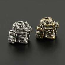 Самурайский латунный нож череп бусины зонтик веревка шнур Открытый Нож кулон шлем в японском стиле Бусы на веревочке