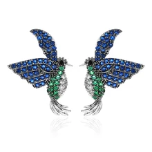 Милые серьги с колибри, роскошные кубические циркониевые модные серьги-гвоздики для женщин, подарки для девушки XIUMEIYIZU, дизайн