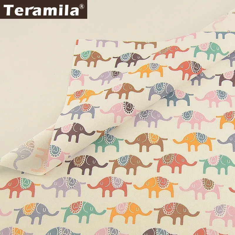 

Teramila Elephant Animal Design 100% Cotton Fabric Telas Por Metro DIY Patchwork Quilts Dress Home Tissu Bedsheet For Baby Kids