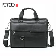 AETOO Повседневный кожаный мужской портфель сумка для компьютера Портативная сумка через плечо сумка кожаная мужская сумка