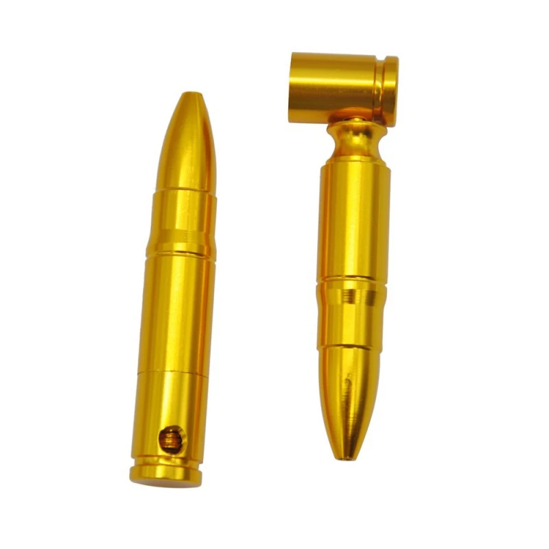 

Mini Golden Tobacco Pipe Cigarette Accessory Aluminum Alloy Bullet-shape Design Smoking Pipe
