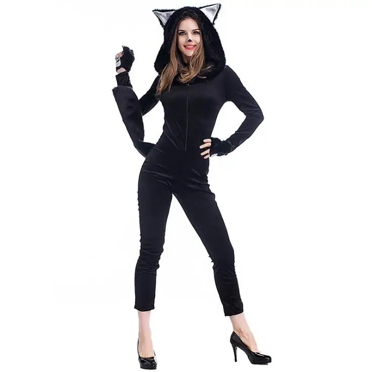 Disfraz de gato negro para mujer, ropa de invierno de pp, con dibujos de  animales, para Halloween y Adultos|costume for women|disfraces adultoscat  costumes for women - AliExpress