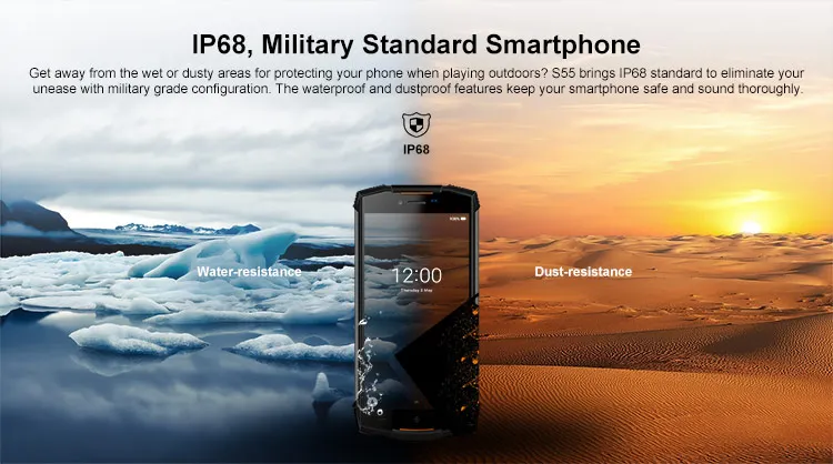 DOOGEE S55 6GB RAM 64GB ROM MTK6750T 1.5GHz Octa Core 5.5 Inch IPS Corning Gorilla Glass 3 Screen IP68 Waterproof Dual Camera Android 8.0 4G LTE Smartphone