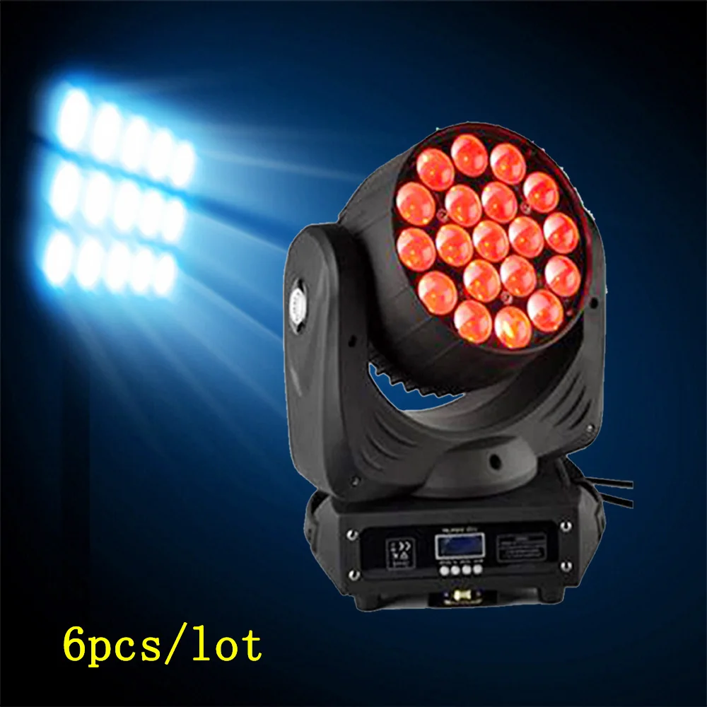 

6 Pack 19*12W Led Moving Head Beam Light Fast/Powerful Zoom Light Mini Small Size DMX512 16CH