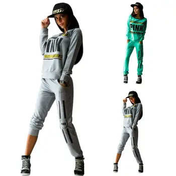 

2Pcs Women Casual Letter Printed Sportswear Tops Sweatshirt+Pants Tracksuit Sweat Suits Tracksuit O-neck Jogger Set