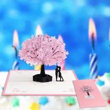 Открытка 3D открытка ручной работы на заказ романтическая вишня цветение День Святого Валентина поздравление с днем рождения открытка спасибо