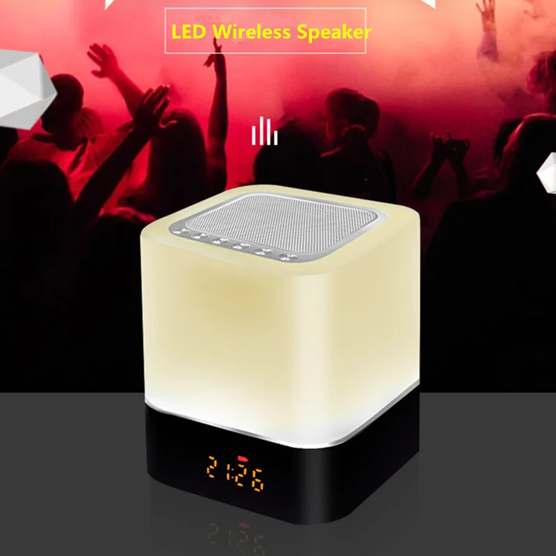 

Multifunction LED Bluetooth Wireless Speaker Handsfree Cubic Night Light Table Clock MP3 Player USB Digital Table Clock Alarm