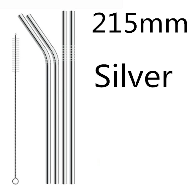 4 шт./компл. Многоразовые соломинкой Высокое качество 304 Нержавеющая сталь металлическая соломинка с чистящая щетка для кружек панели инструментов - Цвет: Silver 215