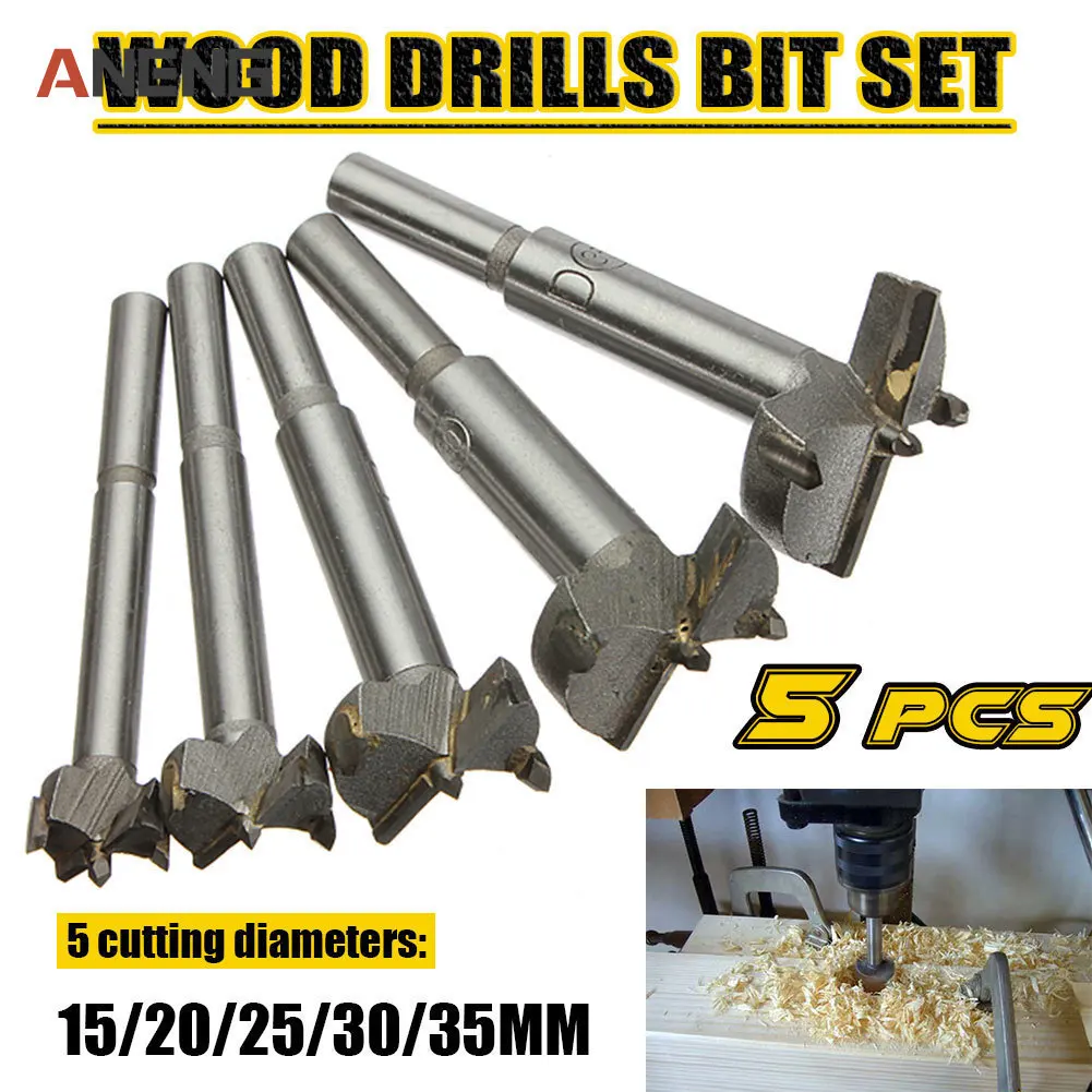 Buy 5pcs 15/20/25/30/35mm Wood Auger Drills Bit Wood