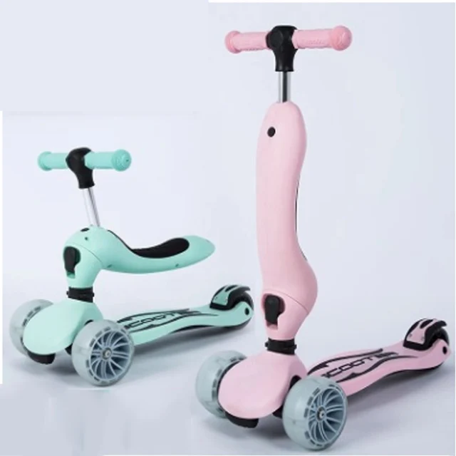 US $46.56 Kids scooter car for kids 26 years old skater Surf scooter Flash wheel folding 2 in 1 scooter baby