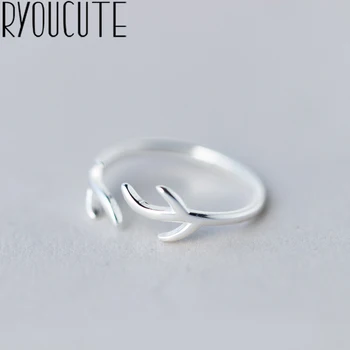 

RYOUCUTE 100% Real 925 Sterling Silver Jewelry Fashion Big Branch Simple Rings for Women Bijoux Statement Antique Ring Anillos