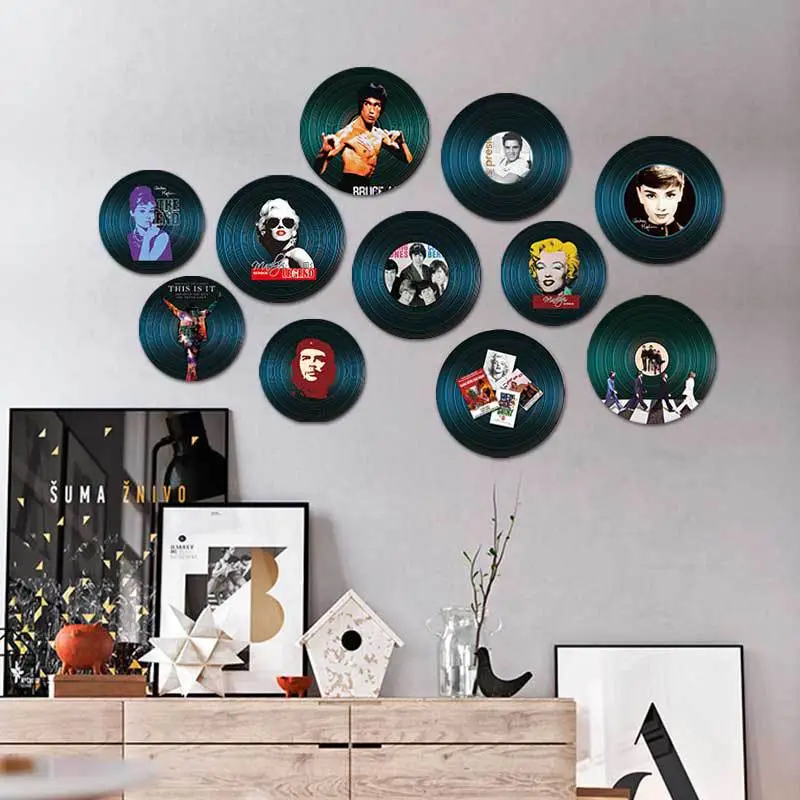 8pcs Paper Sticker Imitation Fake Records Vinyl Records Wall Decorative  Paper Displays For Wall Music Party Favors Home Bedroom