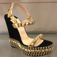 2016 Summer New Style Leather Black Studded Sandals Women Colorblock Flat Heels Shoes Pumps Sandals Fashion Shoes for Woman
