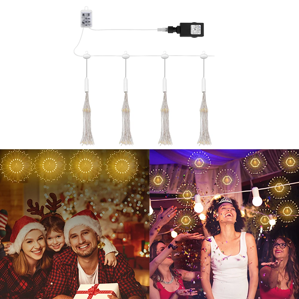 Outdoor Decor Lamps DIY Fireworks String Lights For Garden Decoration Bouquet LED String Christmas Festive Fairy Lights