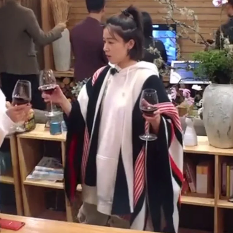 Dear Inn Takashiko's Same Wool Shawl Matched Colour Stripe Loose Cloak Spring 2019 Cardigans Fashion Sweater Women