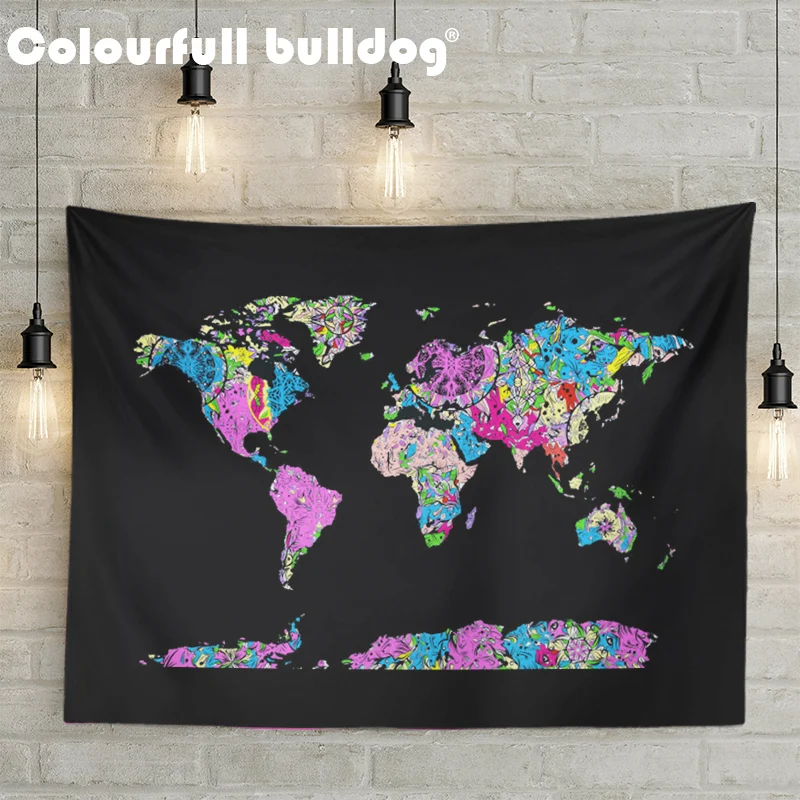 Wholesale World Map Wall Hanging Blankets Black White