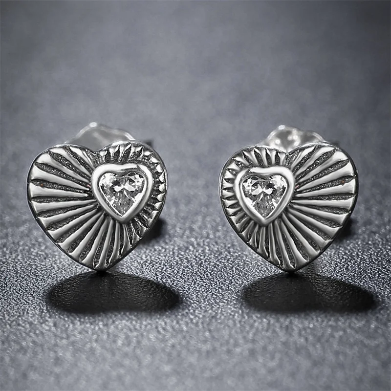 AZIZ BEKKAOUI винтажные Аутентичные серьги-гвоздики из стерлингового серебра 925 пробы с двойным сердцем для женщин Brincos Fine Jewelry Bijoux