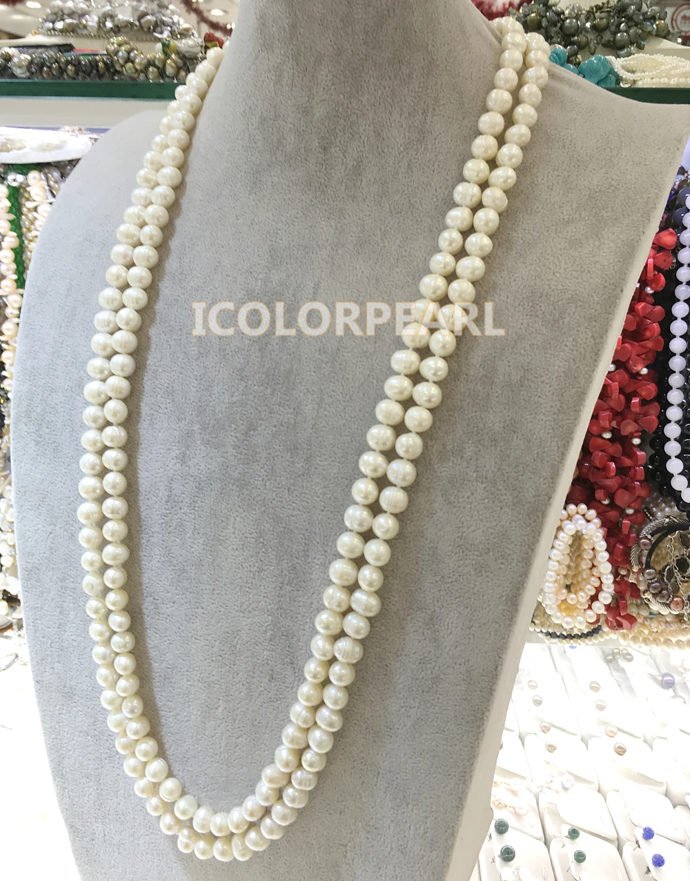 

WEICOLOR 170cm 9-10mm Potato Shaped White Real Natural Freshwater Pearl Jewelry Sweater Necklace.