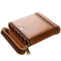 Cigar Humidor Holder Portable Leather Cigar Case with Cedar Wood for 6 Cigars Travel Box Accessories Cool Gadgets