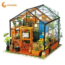 DIY маленький кукольный домик Миниатюрный Кукольный домик Кэти Цветочный дом с деревянная мебель для дома игрушки развивающие сборные модели