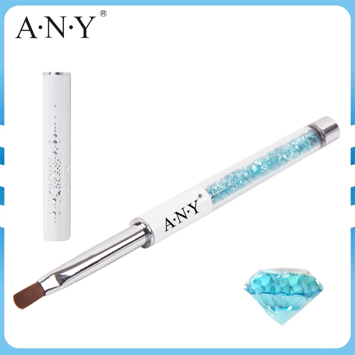 

2016 Hot Selling ANY Rhinestone Decorated Clear Acrylic Handle Nylon Hair Gel Nail Brush 6#/Oval Single Piece