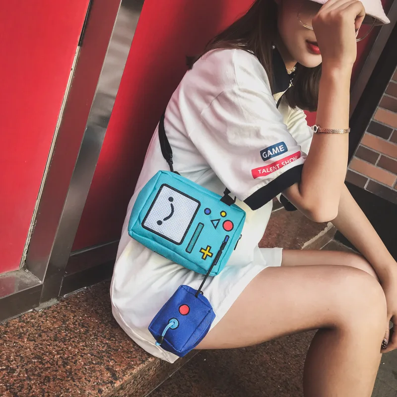 

Canvas Fashion Women Shoulder Bag Cartoon Robot Crossbody Bag Portable Travel Bags Large Capacity Phone Wallet Organizer Pocket