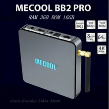 D’origine MECOOL BB2 PRO Android 6.0 RAM 3 GB ROM 16 GB Smart TV boîte Amlogic S912 64 peu Octa core BT 4.0 Streaming Set-top Boxes