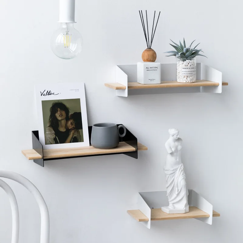 

Nordic Style Wood Plank Rack Room Living Room Bedroom Kitchen Wall Hanging Board Shelves Home Decoration Board Organization