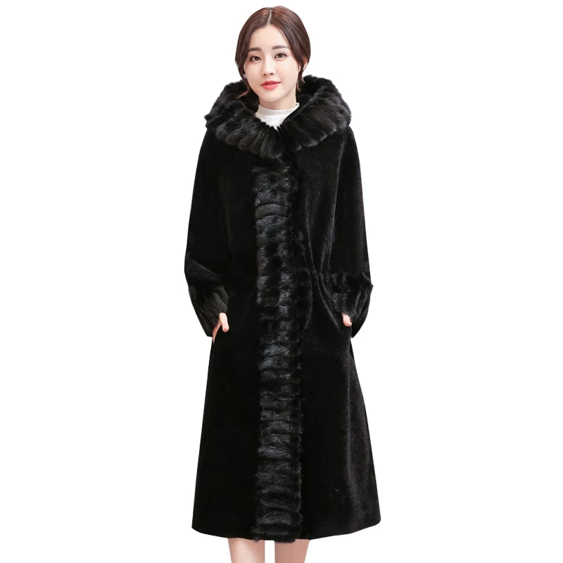 Oveja Visón Esquilada Invierno Hanzangl Largo Imitación Mujeres Abrigos 2018 Hembra Piel 1 Caliente De Abrigo Negro 2 gris nHv8wq