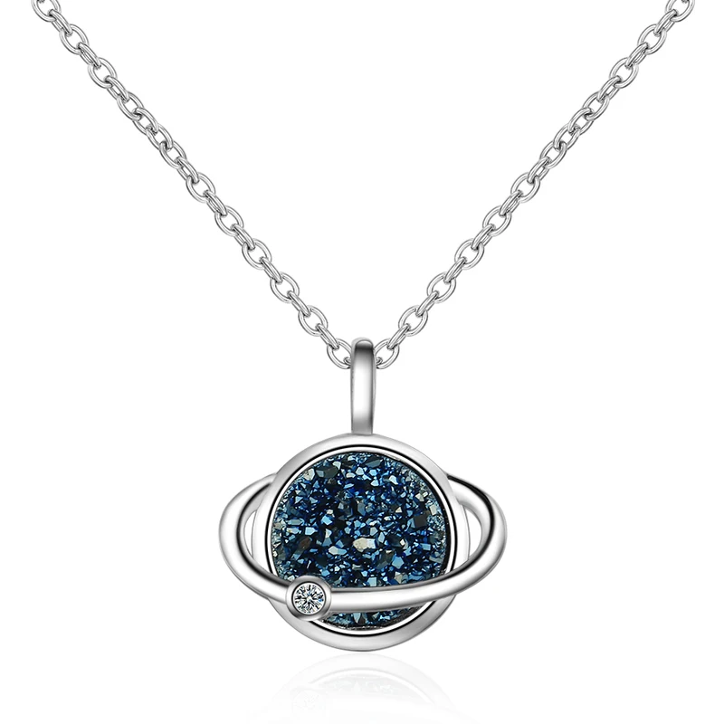 

Everoyal Fashion Women 925 Silver Necklace Jewelry For Lady Princess Birthday Trendy Crystal Earth Pendant Necklace Female Bijou