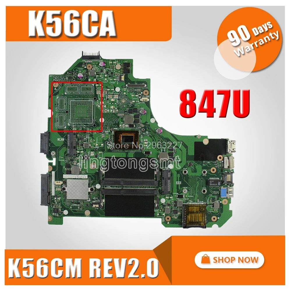 

K56CA Motherboard REV2.0 847 CPU For ASUS S550CA K56CM K56CA Laptop motherboard K56CA Mainboard K56CA Motherboard test 100% OK