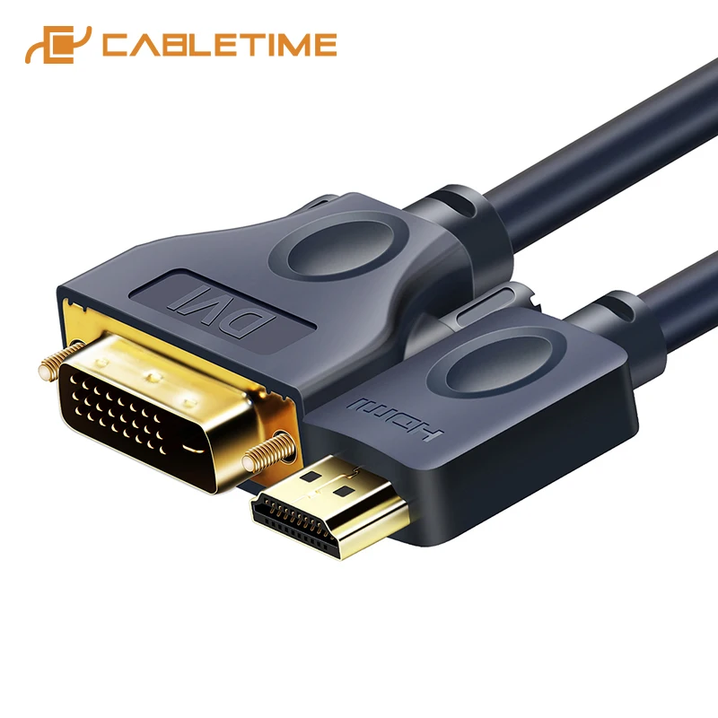 CABLETIME Кабель HDMI-DVI 24+ 1 pin Bi-direction Pro Высокоскоростной HDMI DVI кабель Full HD 2,0 для Xbox Blu-Ray плеера HDTV C119