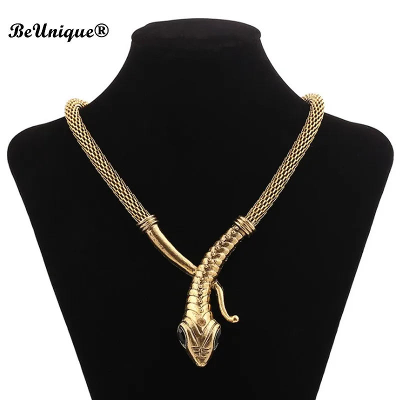 

Wild golden snake choker necklace Metal Exaggerate Crystal-encrusted Bib Collar necklace pendant Jewelry Torques Kolye Collier
