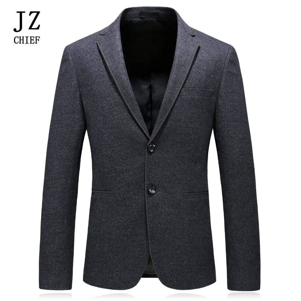 JZ CHIEF модный Блейзер однотонный элегантный костюм куртка мужская Повседневная Высокое качество Slim Fit пиджак мужской свадебный Блейзер Одежда большого размера