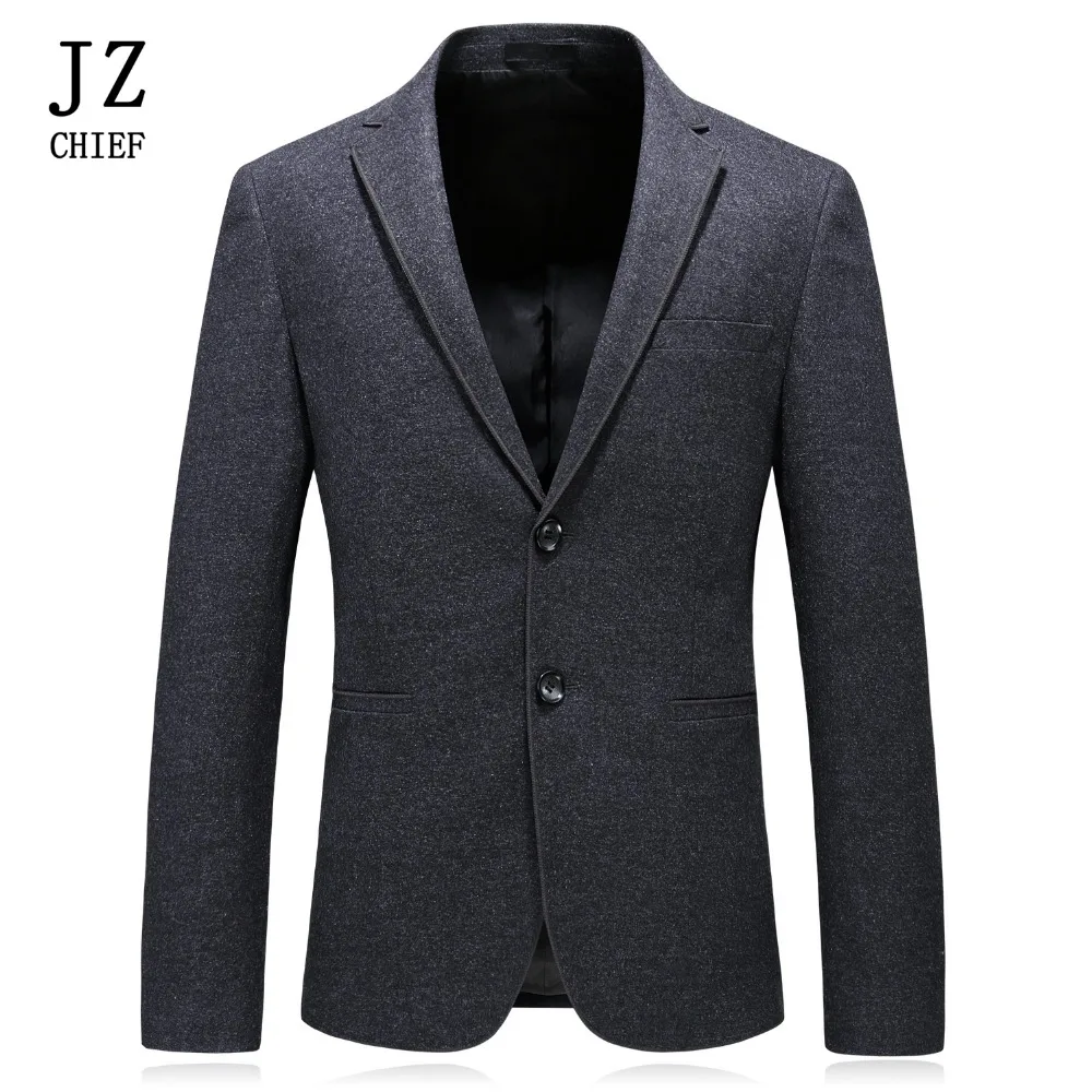 

JZ CHIEF Fashion Blazer Solid Elegant Suit Jacket Men Casual High Quality Slim Fit Jacket Masculine Wedding Blazer Coat Big Size