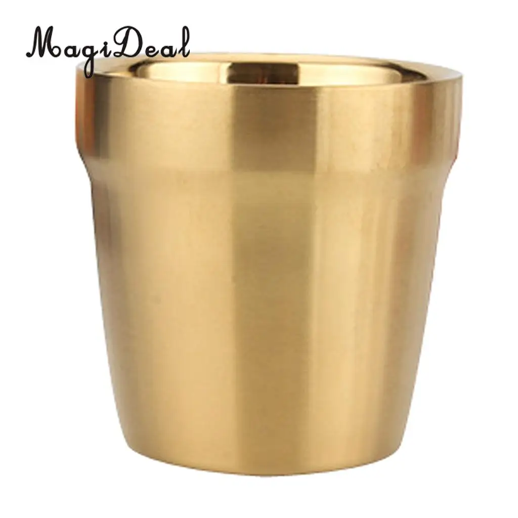 MagiDeal Double Wall Wine Cup 304 Stainless Steel Beer Mug Travel Drinking Glass Gold, Dishwasher Safe, for Ice, Hot Beverage