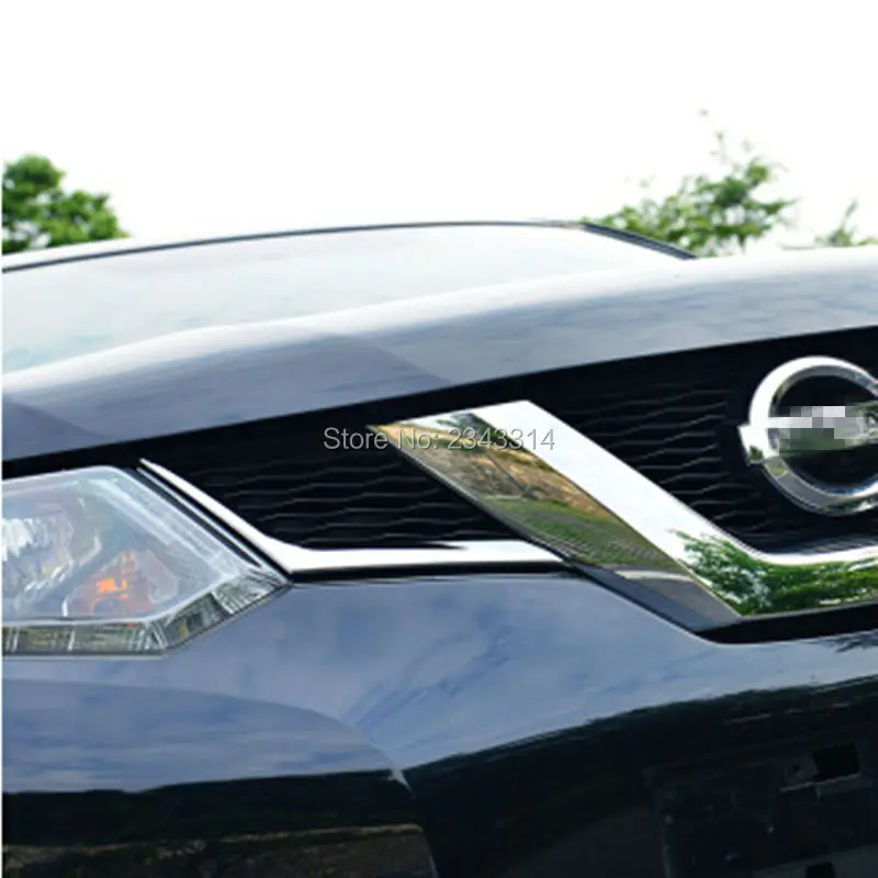 

For 2014 2015 2016 Nissan X-Trail X Trail XTrail T32 Rogue ABS Chrome Front Upper Grille Cover Trim Car Styling Accessories 2pcs