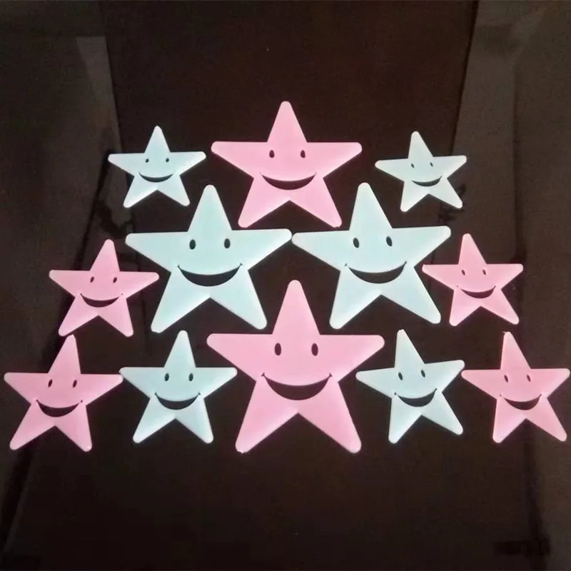 

Luminous Home Glow In The Dark Smiley stars Wall Sticker Decal for Kids Baby Rooms Fluorescent 3D Stickers wall decor