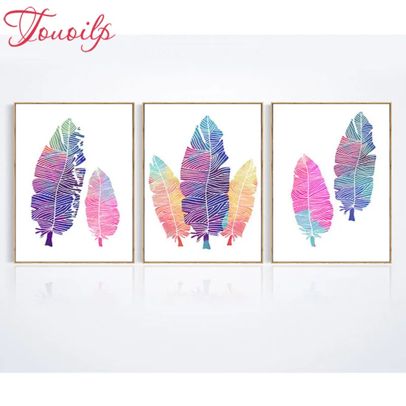 3pcs/set 5d diamond painting Full Diamond Embroidery Abstract leaves 3d picture image Stitch Cross Mosaic Drawings decor | Дом и сад