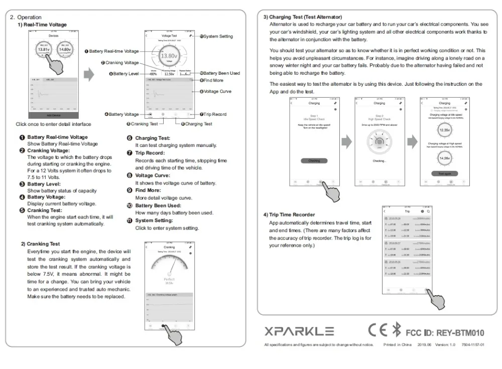 XPARKLE батарея чувство BVM01 автомобильный аккумулятор монитор здоровья с Bluetooth и телефон приложение дисплей для автомобилей запчасти