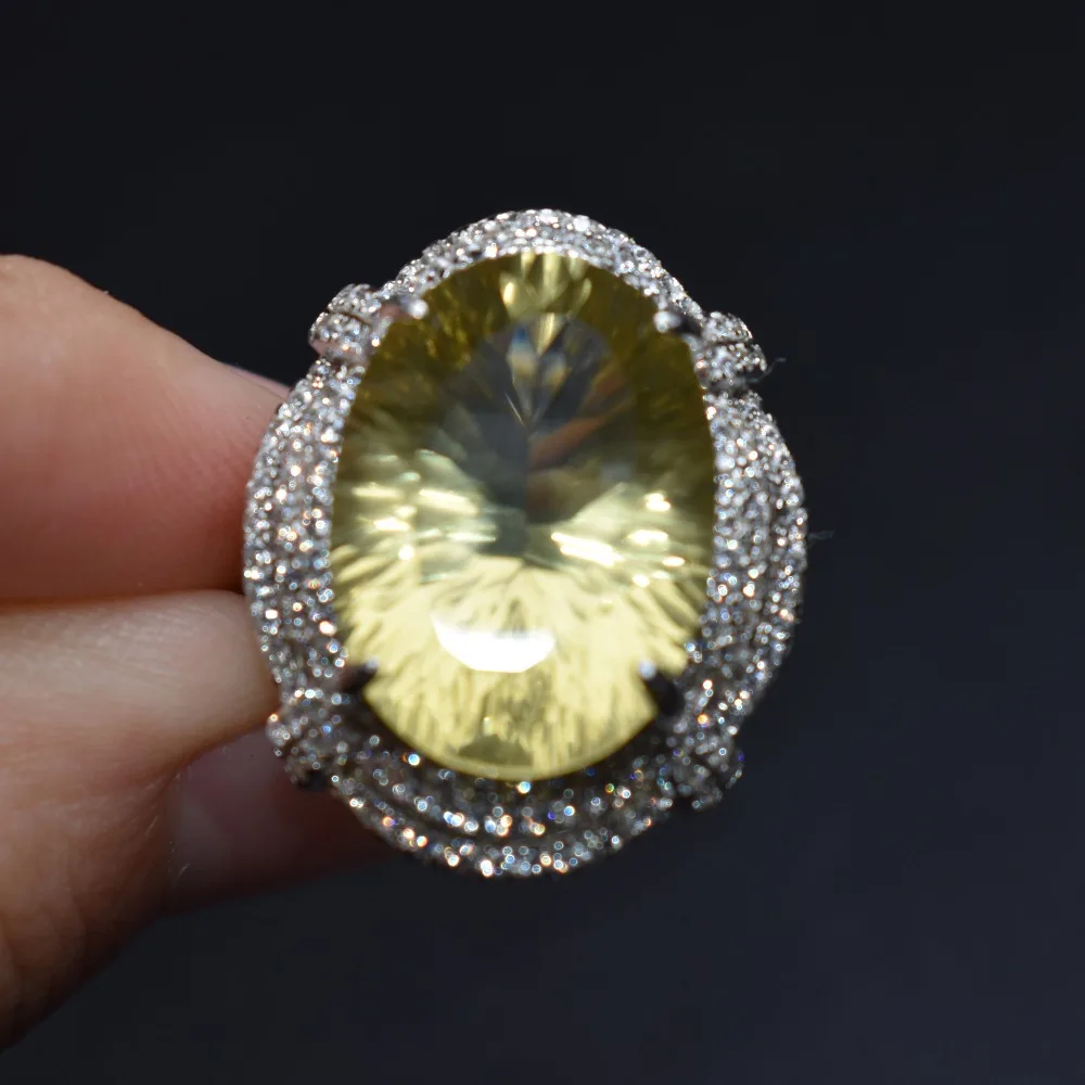 On sale Fine Jewelry Real 925 Steling Silver s925 100% Natural lemon crystal Gemstone Female Pendant Necklaces Christmas Gift | Украшения и