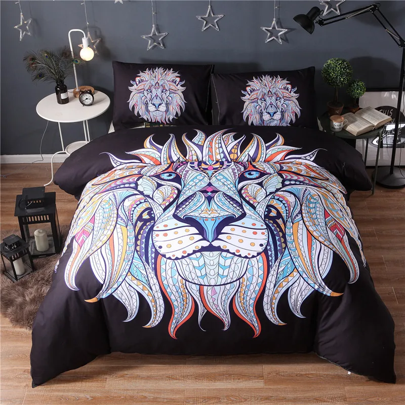 Geometric Lion Head Printing Bedding Sets Boho Style 2 3pcs Duvet Geometric Lion Head Printing Bedding Sets Boho Style 2 3pcs Duvet Cover For Single Double Bed Twin Queen King Size Xf318 7 In From Home
