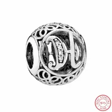 Алфавит H бусины в винтажном стиле шрифт ясно CZ для женщин ювелирных изделий DIY Fit PANDORA талисманы Серебро 925 LE015-H